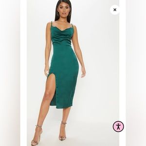 PrettyLittleThing Green Midi Dress